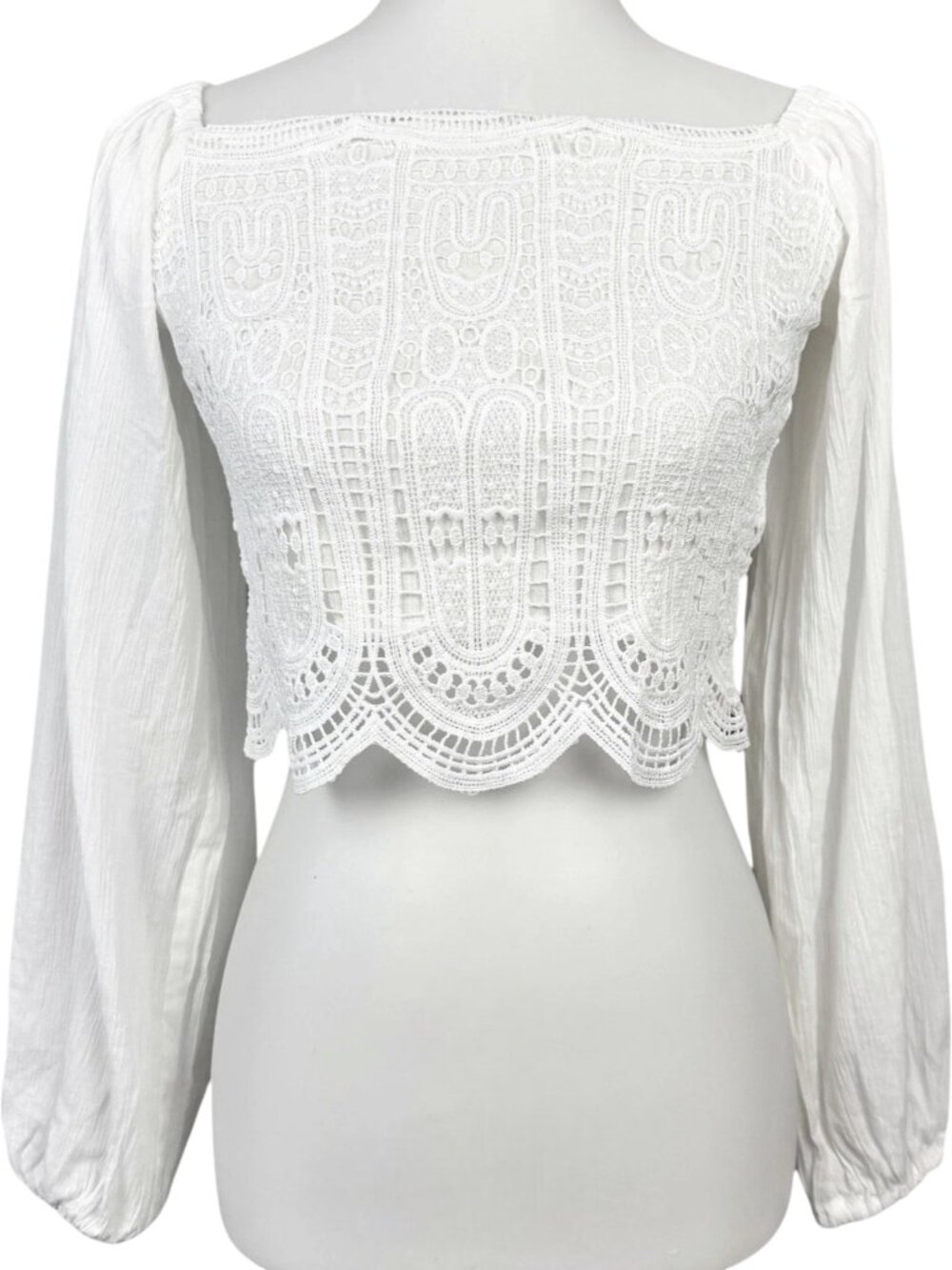 Vintage Y2K Bebe Top White Crochet Romantic Festival Womens Small